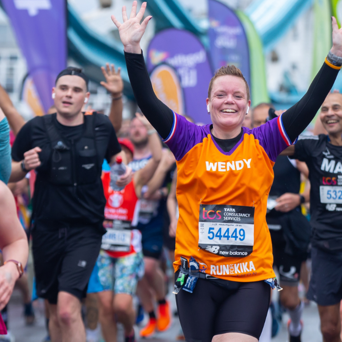 Groep hardlopers in Londen