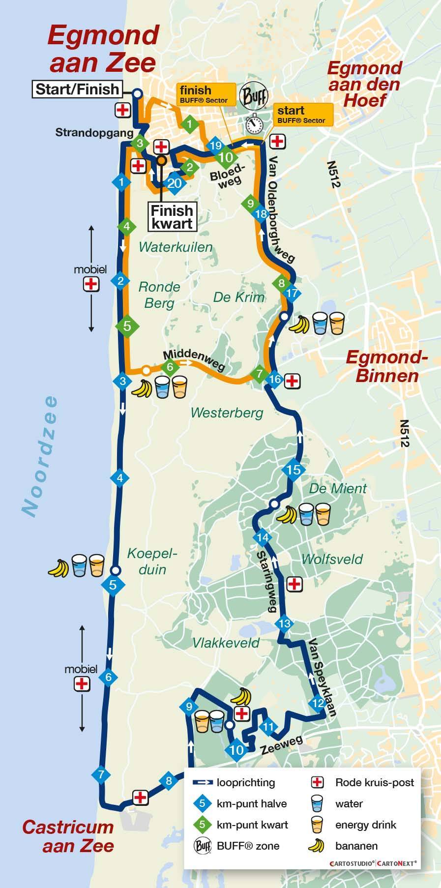 Parcourskaart NN Egmond Halve Marathon